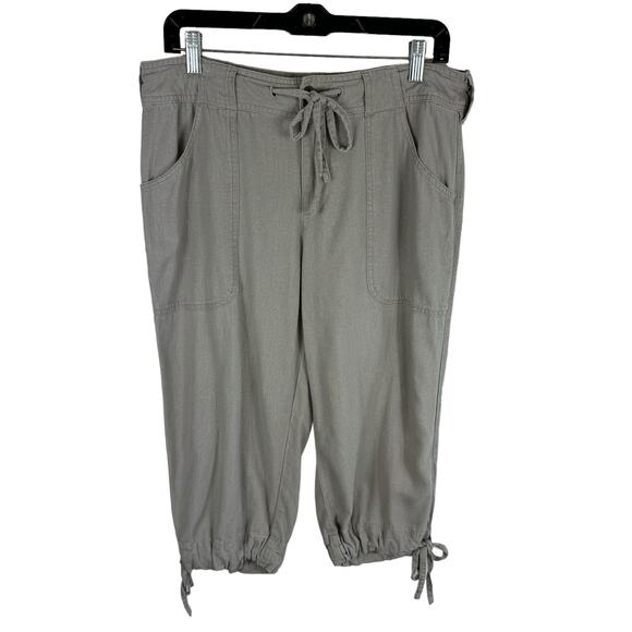 Cabela's Tan Linen Viscose High Rise Lightweight Capri Casual Pants Size 10 - Picture 1 of 9